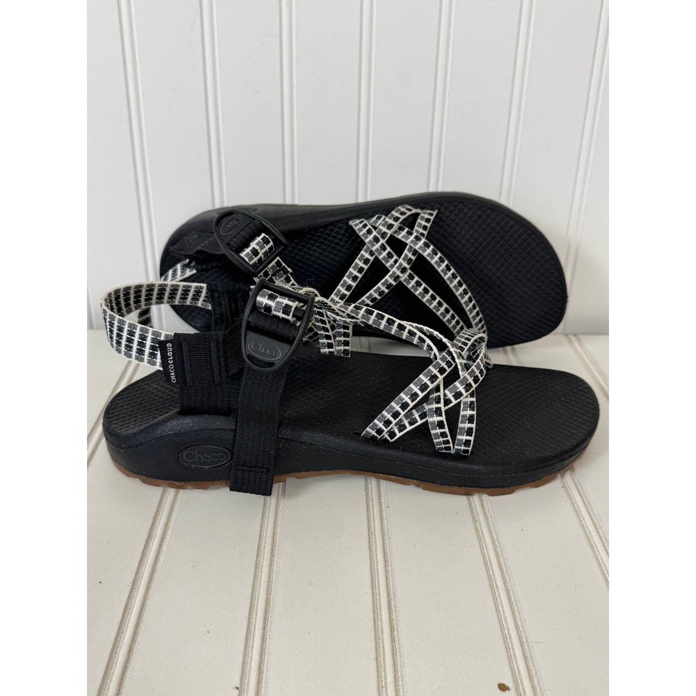 Chaco Z/Cloud X Sandals Womens 10 Black White Geometric Strappy Athletic